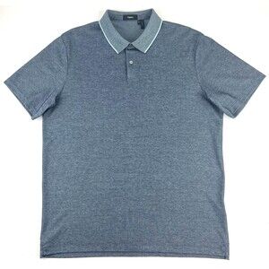 Theory Mens Standard Polo Shirt Current Pique Pima Cotton Blue Short Sleeve XL